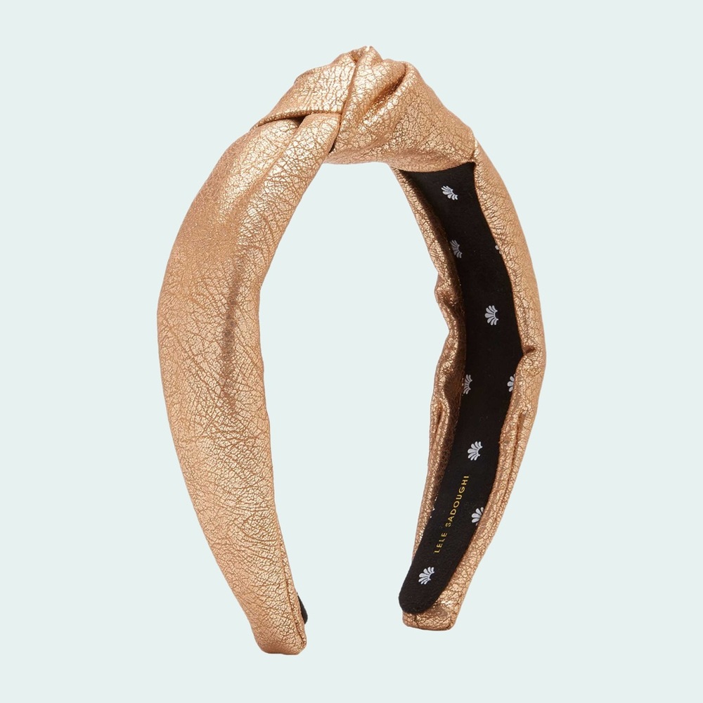 Lele Sadoughi Faux Leather Knotted Metallic Headband